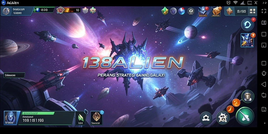 Screenshot gameplay 138ALIEN menampilkan strategi pertempuran galaksi yang intens.