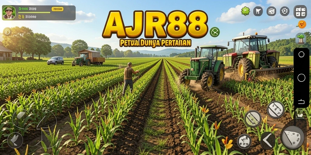 Tampilan gameplay AJR88 yang menampilkan aktivitas bertani yang seru.