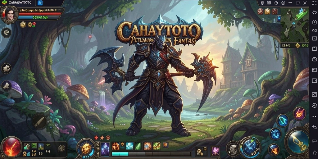 Screenshot utama CAHAYATOTO menampilkan pertarungan seru gameplay RPG.