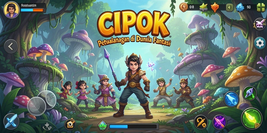 Screenshot utama yang menunjukkan aksi seru dalam permainan RPG.