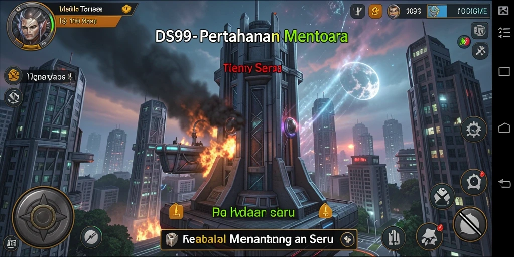 Tampilan gameplay menegangkan dalam game Tower Defense.