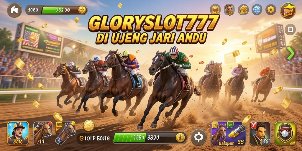 Gameplay GLORYSLOT777 dengan aksi balapan yang mendebarkan.