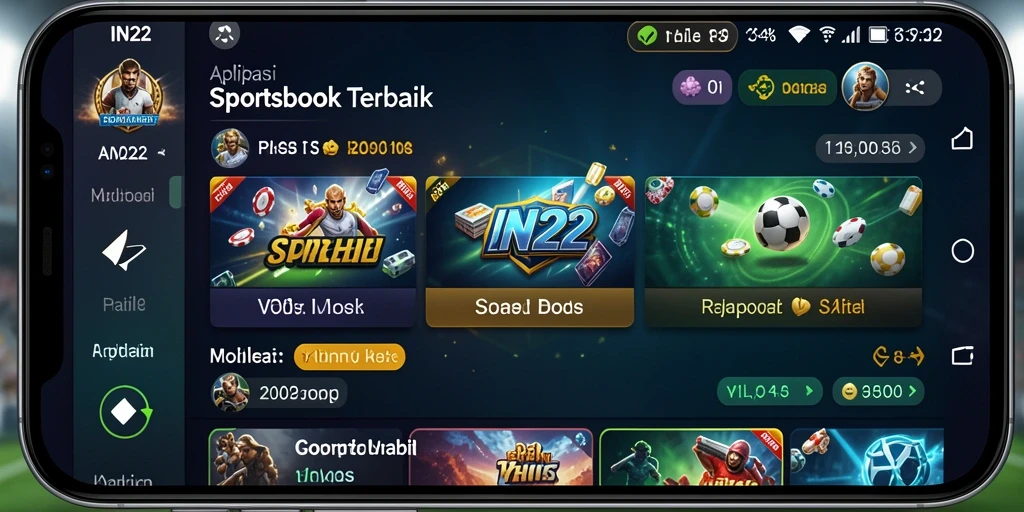 Screenshot IN22 menampilkan antarmuka taruhan olahraga yang menarik.