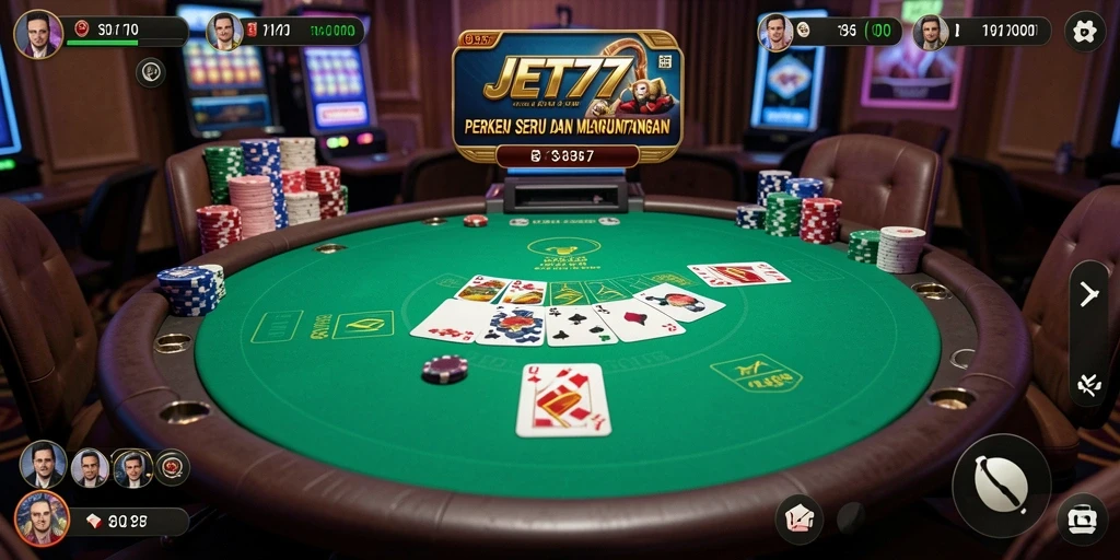 Tampilan menarik dari gameplay Poker di JET77.