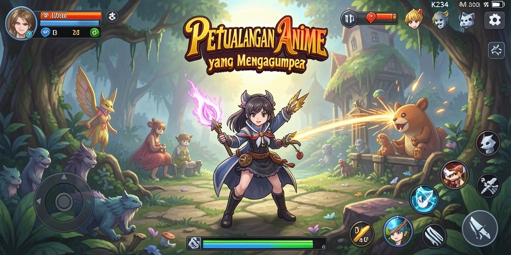 Tampilan gameplay K234 yang penuh aksi dan karakter anime.
