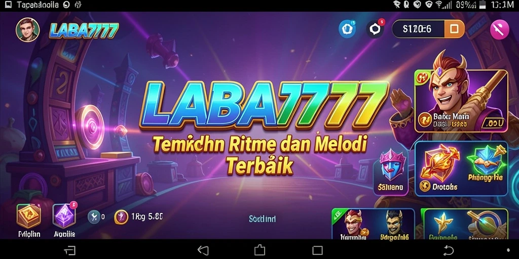 Screenshot utama LABA777 menampilkan pengguna bermain musik dengan antarmuka interaktif.