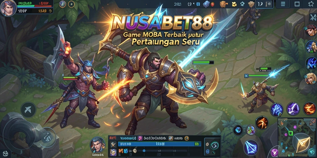 Screenshot gameplay NUSABET88 menampilkan aksi seru dalam pertarungan MOBA.