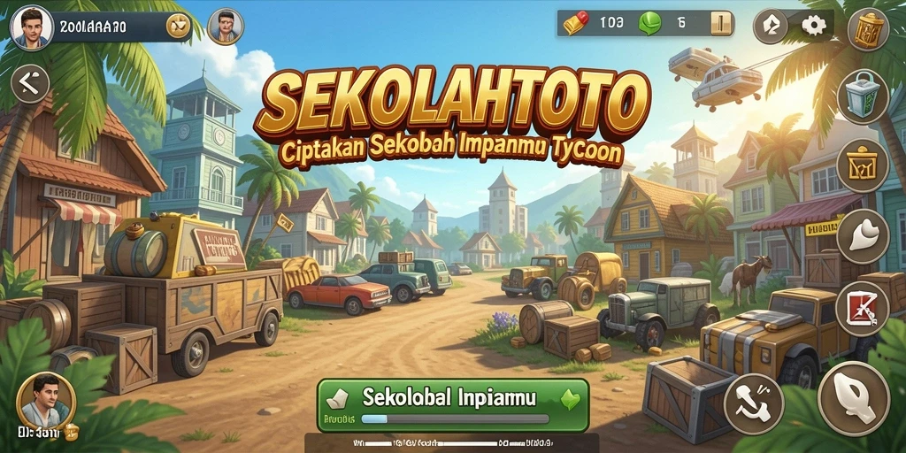 Tampilan gameplay SEKOLAHTOTO yang menampilkan sekolah impian.