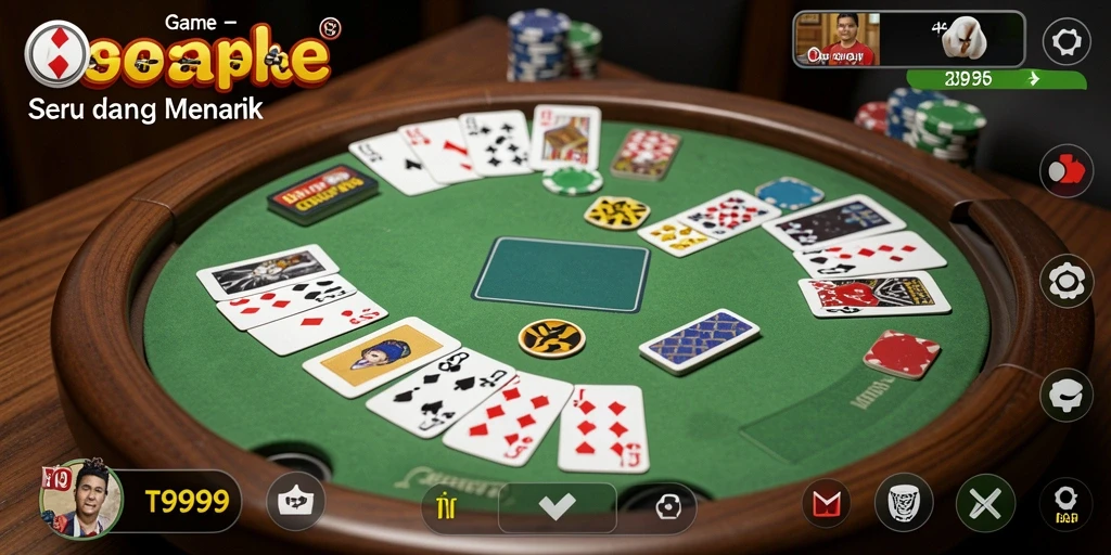 Screenshot menampilkan gameplay seru T9999 saat bermain Gaple.