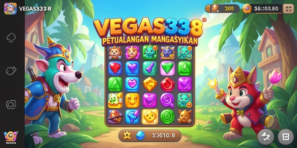 Gameplay seru Match-3 di VEGAS338 dengan kombinasi warna-warni.