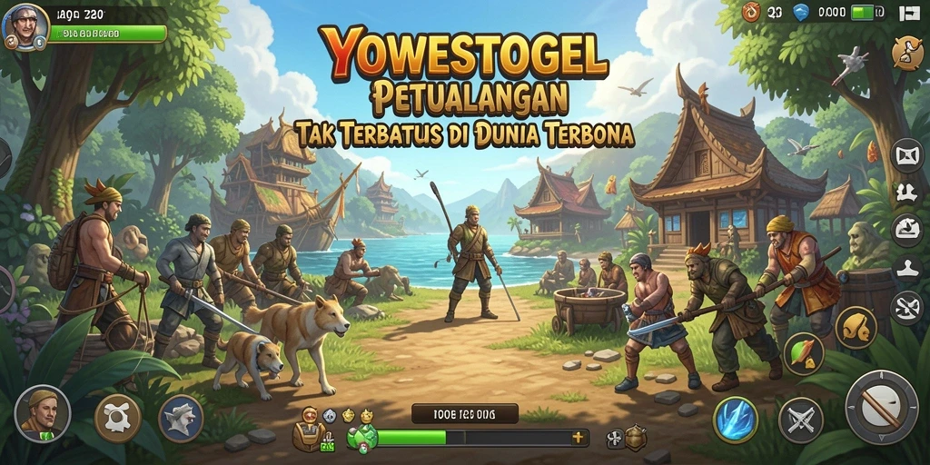 Screenshot gameplay YOWESTOGEL menampilkan petualangan di dunia terbuka yang luas.